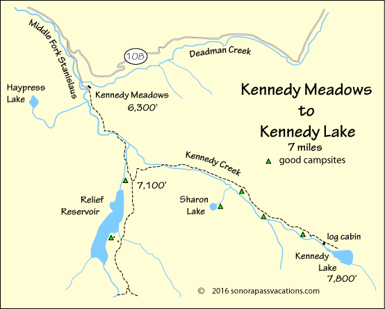 map of hike to Kennedy Lake