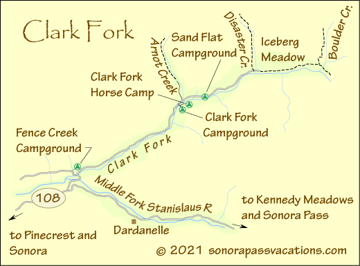 Clark Fork map, Stanislaus National Forest, California
